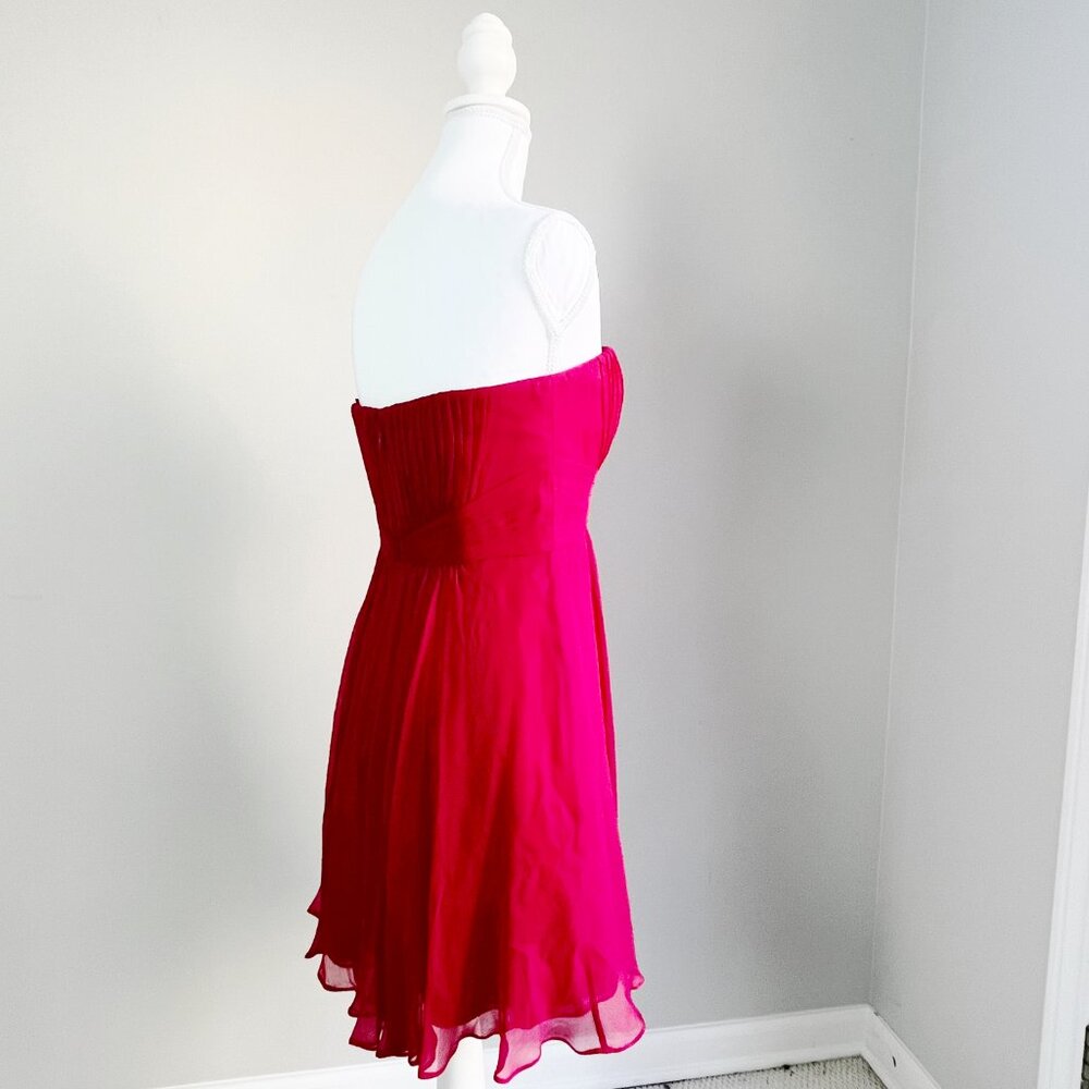 2/$30 BCBGMaxazria Red Chiffon Strapless Mini Dress 4 - Picture 5 of 5